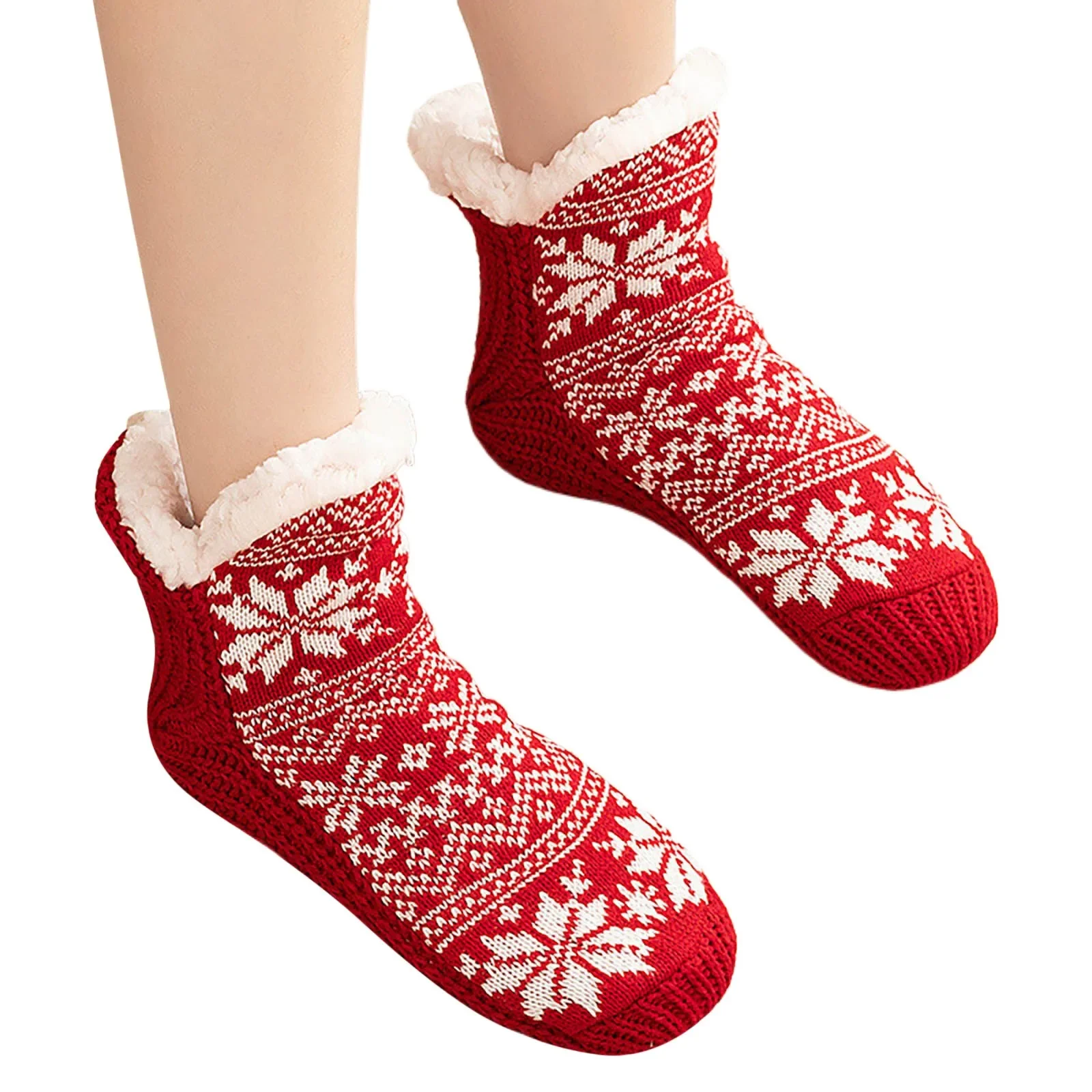 جوارب ثلج كاواي مرجانية مخملية للنساء ، منتصف الساق ، مبطنة من القطيفة ، شتوية ، دافئة ، متوسط الطول ، زوج واحد