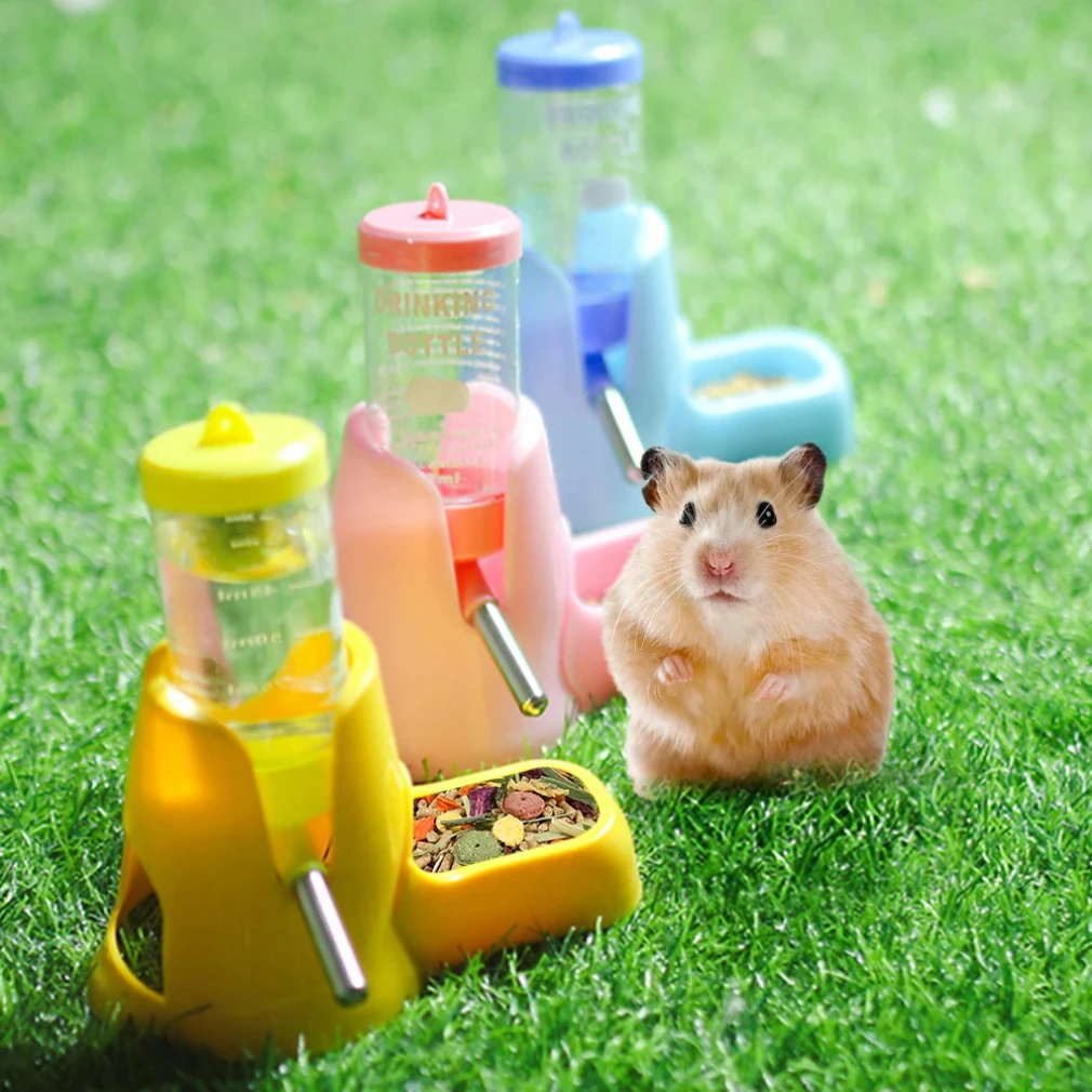 

1PC Automatic Water Bottle Drinking Feeder Dispenser Bottle 80ML with Food Feeder Station bowl Pet Container for Small Animals