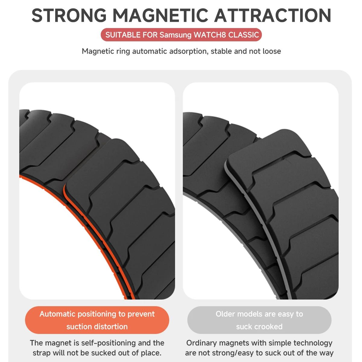 Magnetic Loop Strap for Samsung Galaxy Watch 8/8 Classic Sports Silicone Replacement Bracelet 46mm 40mm 44mm No Gaps WatchBand