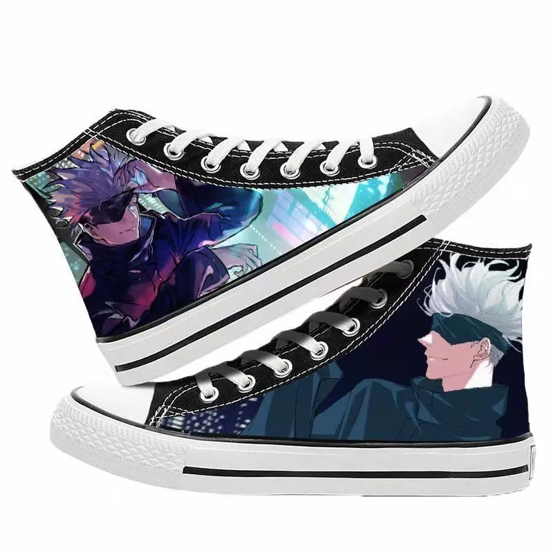Jujutsu Kaisen Anime Cosplay Shoes Sneakers Graffiti Print High Top Canvas Shoes Cartoon Itadori Yuji Student Shoes Holiday Gift