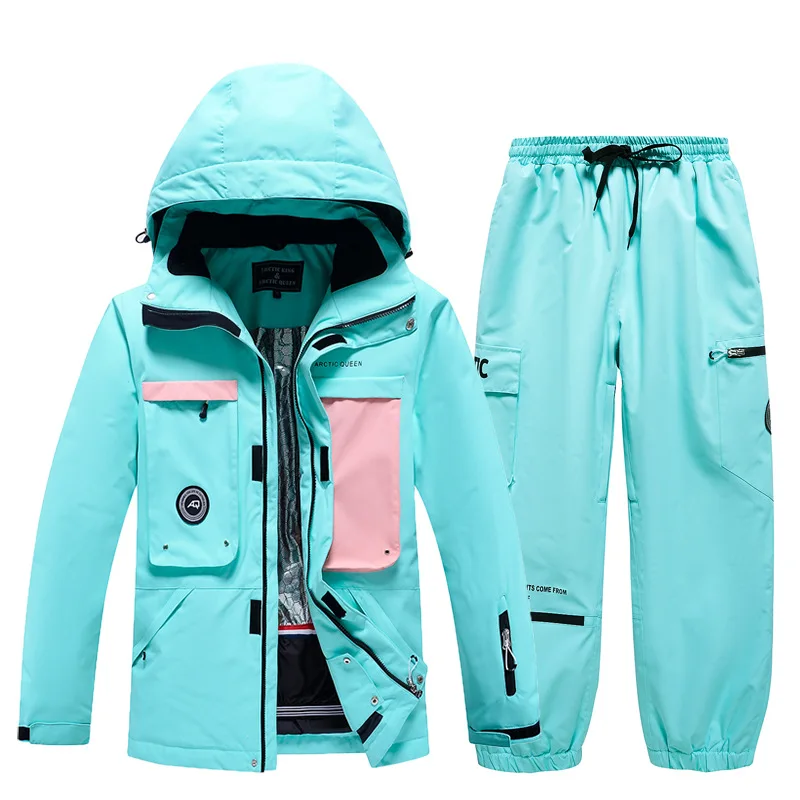 Men and Women's Snow Suit Wear, Waterproof Winter Straps Trousers, Skiing and Snowboard Overalls, Ice Winter Jacket and Pant