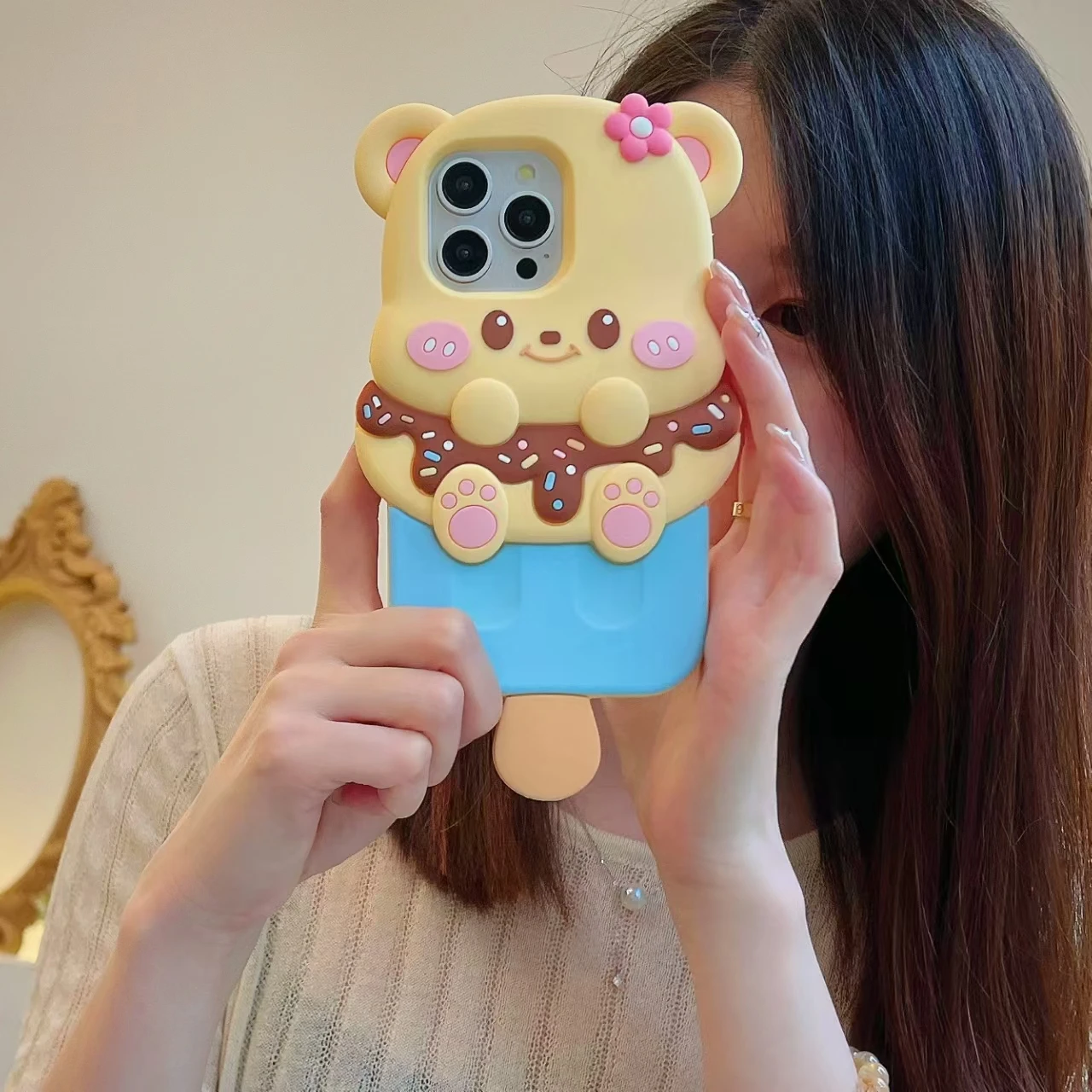 For iphone11.12.13.14.15.Pro max Kawaii Butterbear Silicone Full Package Anti Drop Phone Protective Case Accessories Decoration