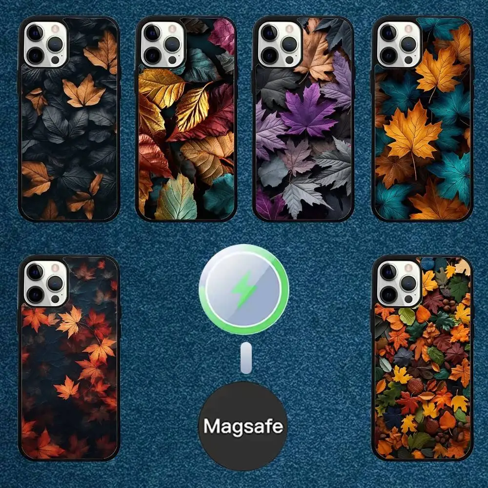 

Fashion Fallen Leaves Phone Case For iPhone 16,15,14,13,12,11,Plus,Pro,Max Mini Magsafe Magnetic Wireless Charging