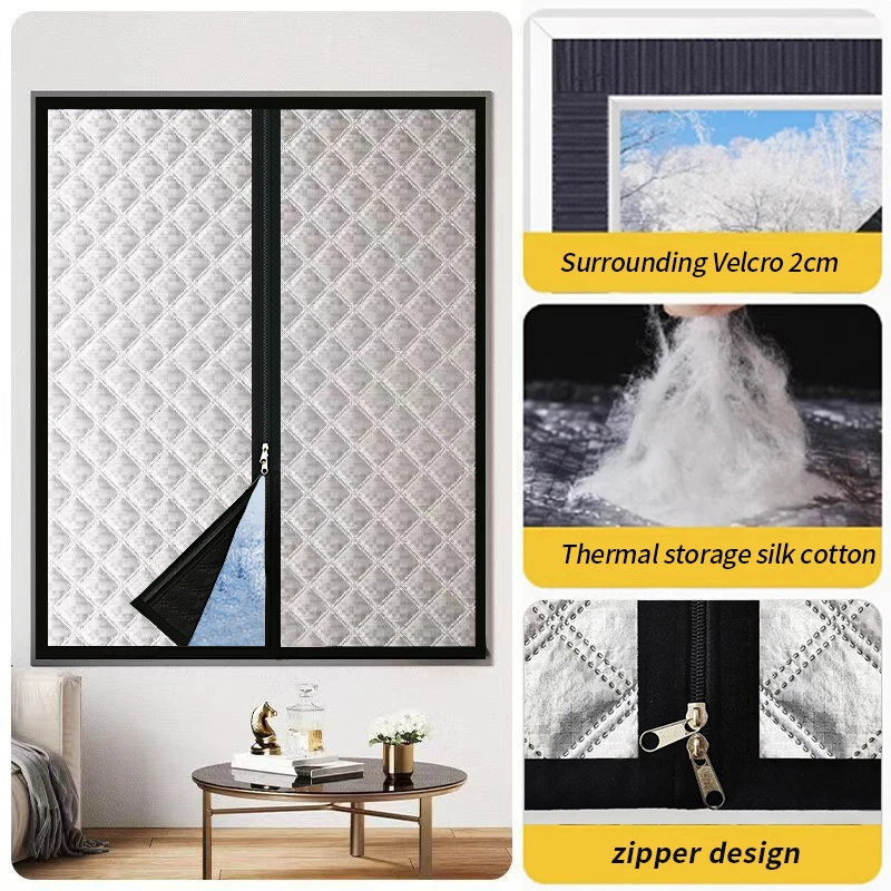 

Zipper,Windproof warm curtains, winter,bedroom,insulation film,cold proof sealed window film，door，screen window，Light blocking