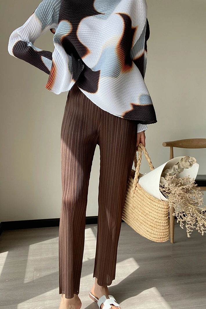 Japanese Classic Versatile Pleated High Waist Slim Straight Leg Pants Solid Color Premium Relaxed Comfort Pants Streetwear
