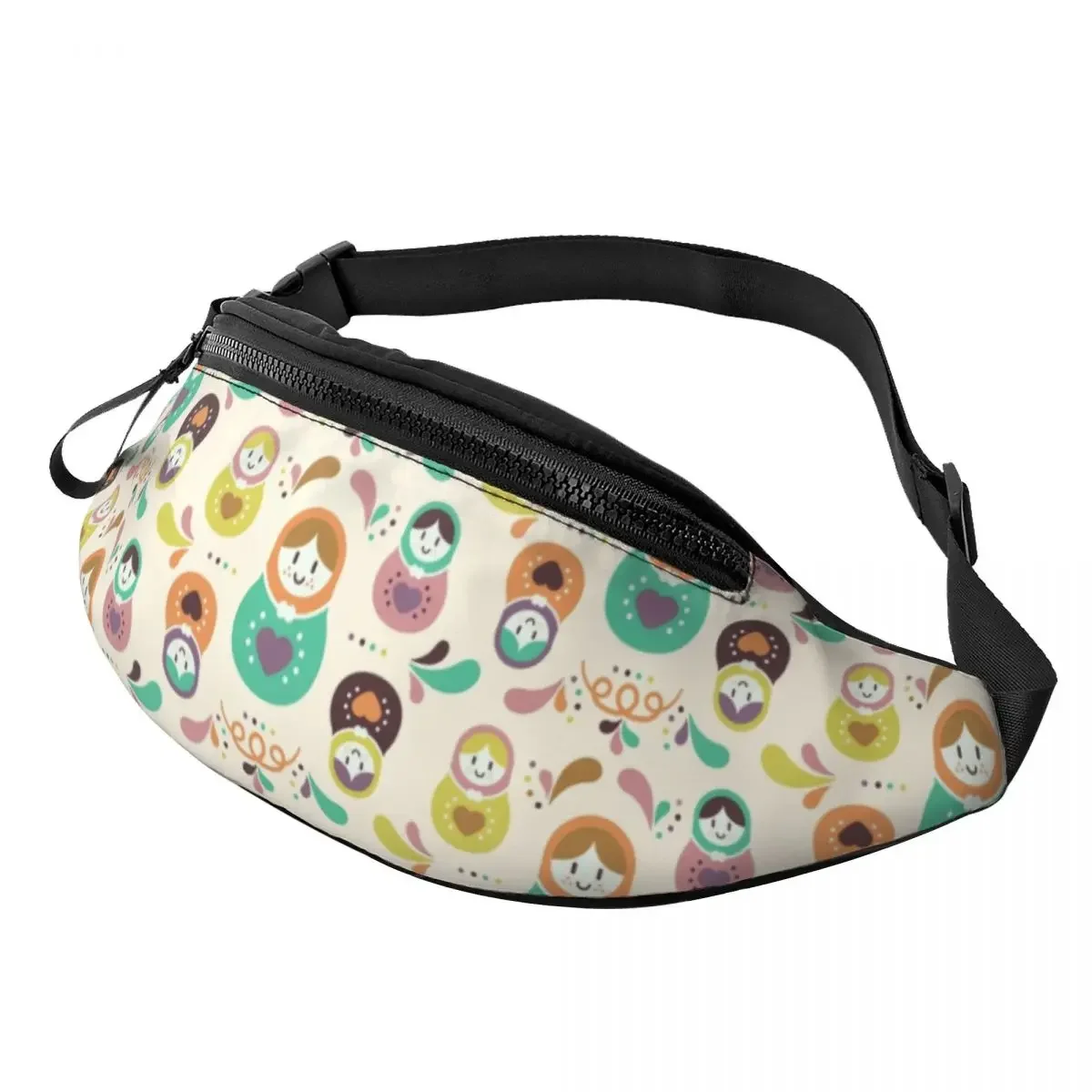 Casual Matryoshka Dall Pattern Fanny Pack Women Men Russian Folk Art Crossbody Waist Bag for Running Phone Money Pouch