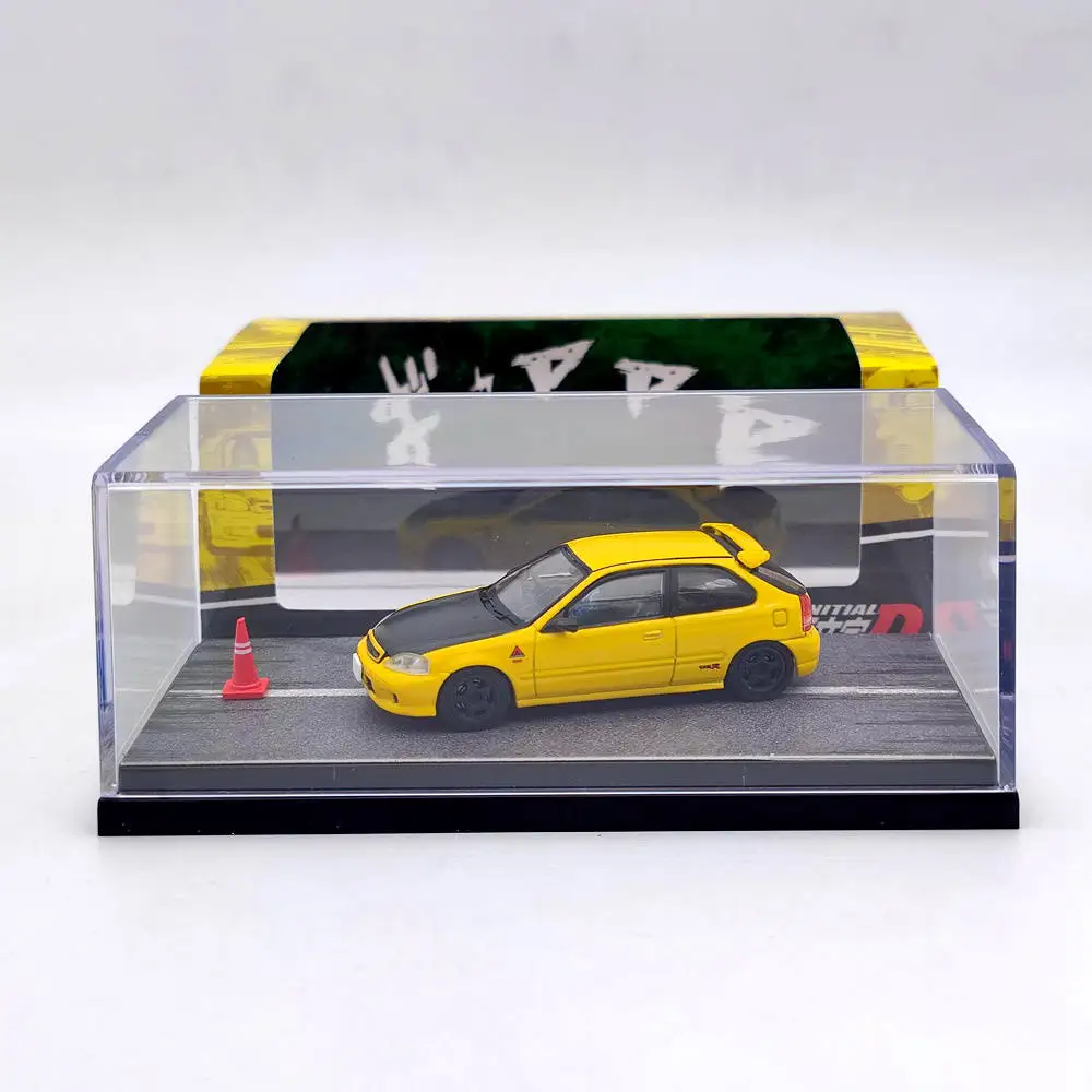 Hobby Japón 1/64 para Civic TYPE R (EK9) con modelo de pantalla de motor blanco y amarillo juguetes fundidos a presión regalos de colección de coches