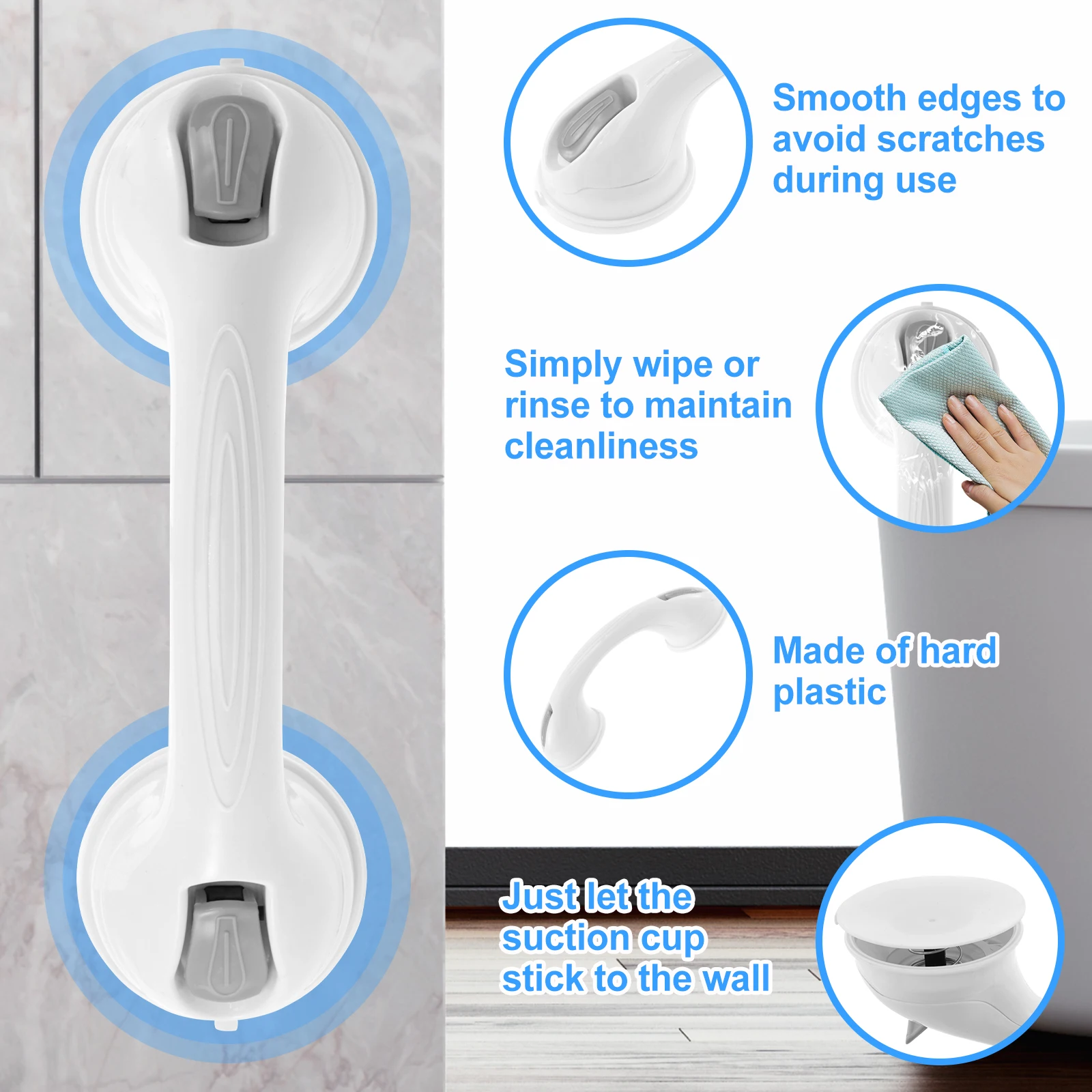 1/2Pcs Shower Grab Bars Non-slip Support Handle Bathroom Safety Grab Rod Handles for Elderly Kid Punch Free Suction Cup Handrail