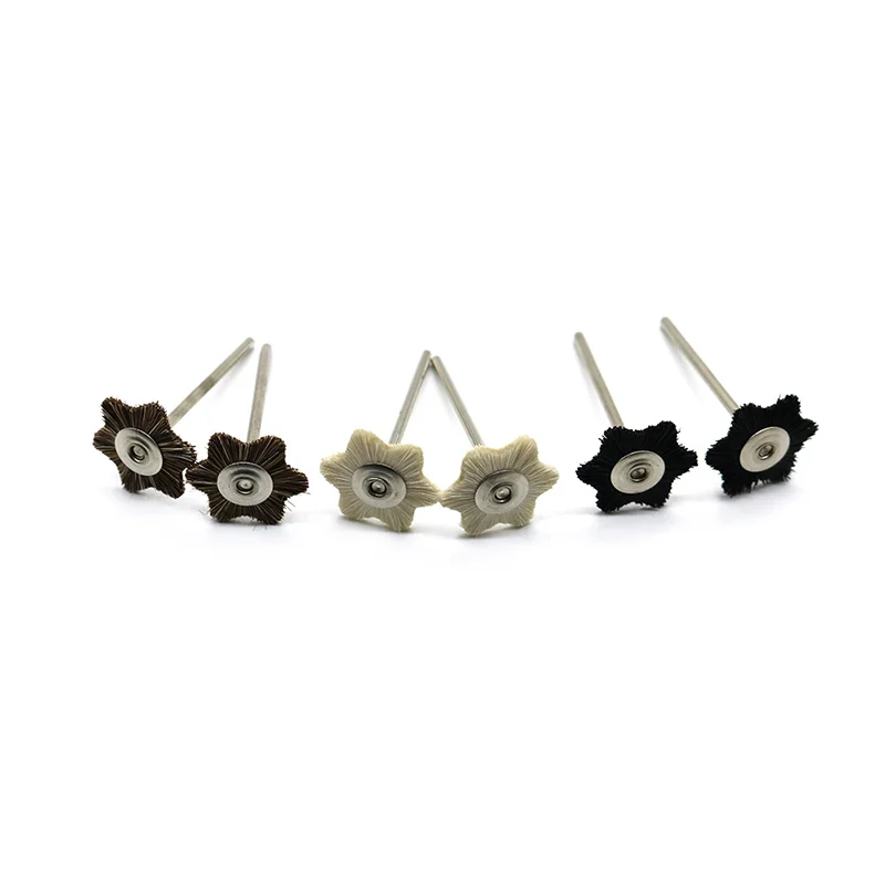 5pcs/pack Dental Polisher Star Shape White Goat Hair Brush 2.35mm For Jade/Ceramic/Metal/Jewelry Dental Laboratory Supply Tools