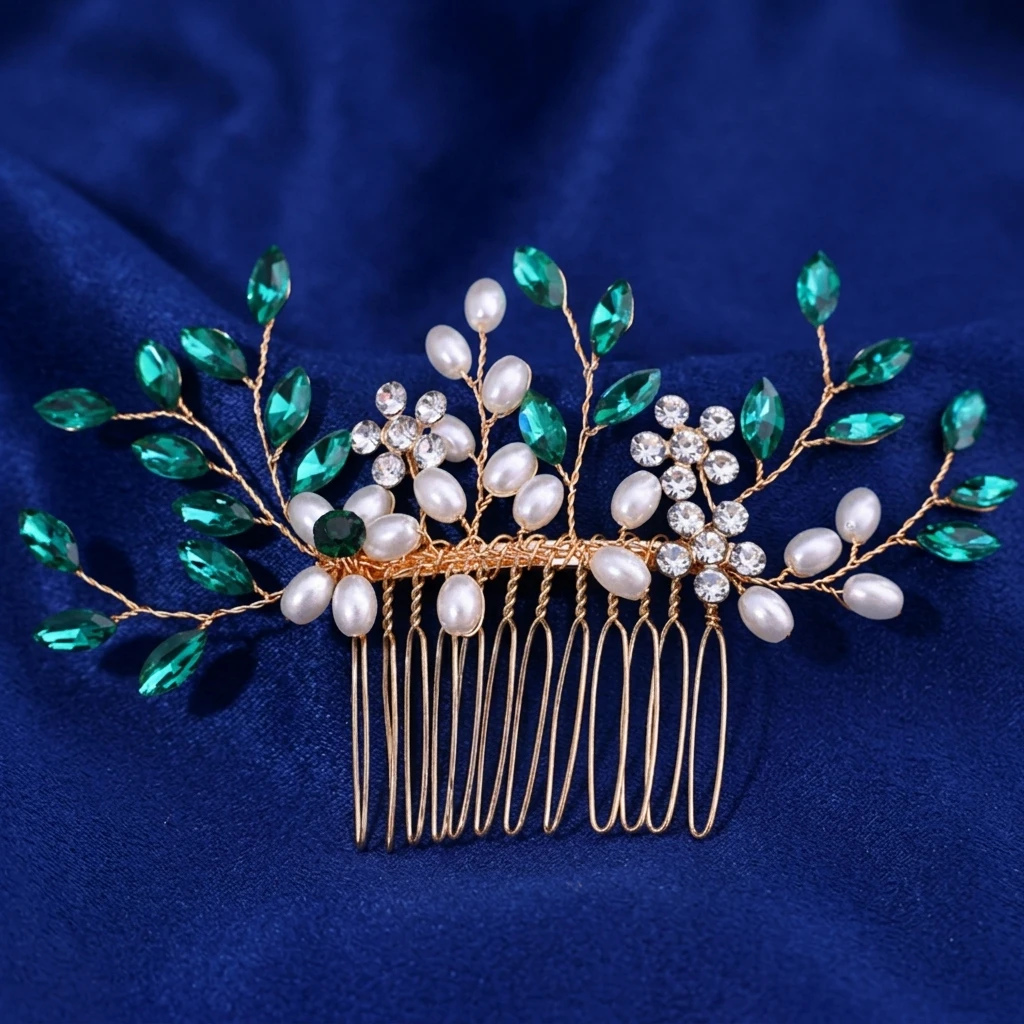 Bridal Hair Comb Sparkling Rhinestone Side Bun Accessory for Wedding Party Elegant Pearl Hair Jewelry Gift for Bridesmaid
