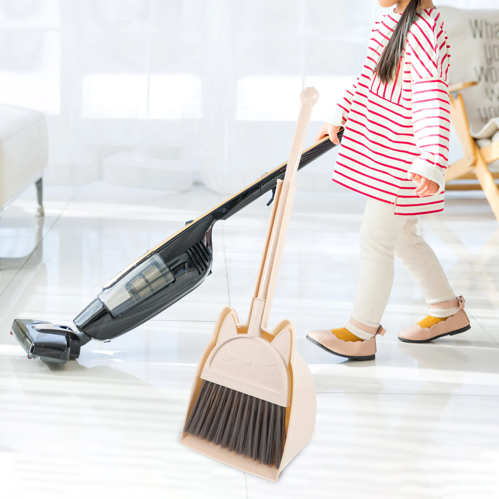 

1 set Children Broom Set Small Cute Plastic Broom Dustpan For Kids Toddler Housekeeping Pretend Play Learning Tool Home