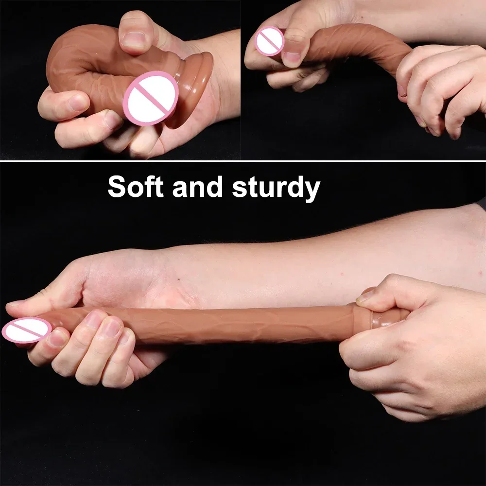 5 Sizes Double Layer Silicone Dildo Realistic Fake Long Penis Butt Plug Adult Sex Toys For Woman Men Vagina Anal Massage Tools