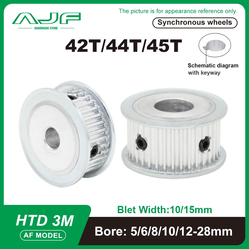 

HTD3M Pulley 42Teeth 44Teeth 45Teeth AF Type Timing Pulley Bore 5-28mm 3M Belt Width 10/15mm HTD 3M Synchronous Wheels