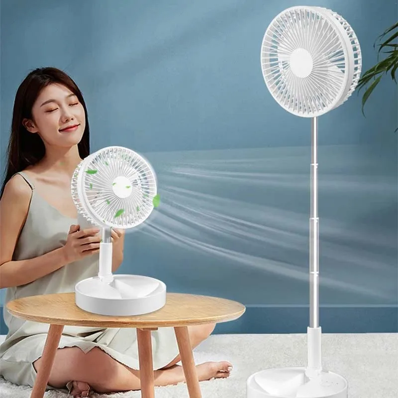 Portable Folding Fan Adjustable Height Rechargeable Table Desk Stand Mini Safety Foldable Electric Fan for Home Outdoor Camping