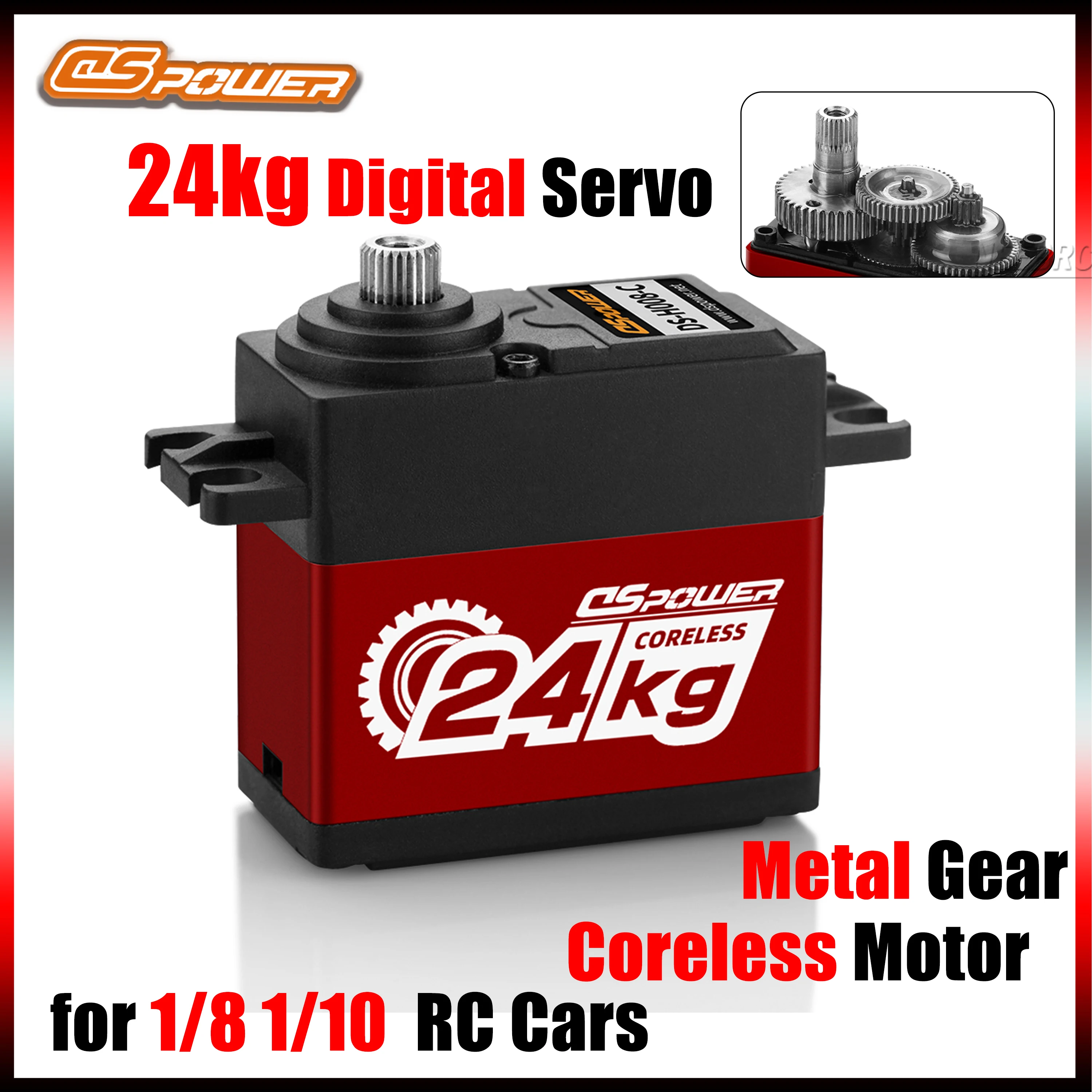 

DSpower 24KG Metal Gear Waterproof Coreless Motor High Speed Large Torque Digital Servo 6.0~7.4V for 1/8 1/10 RC Car Accessories