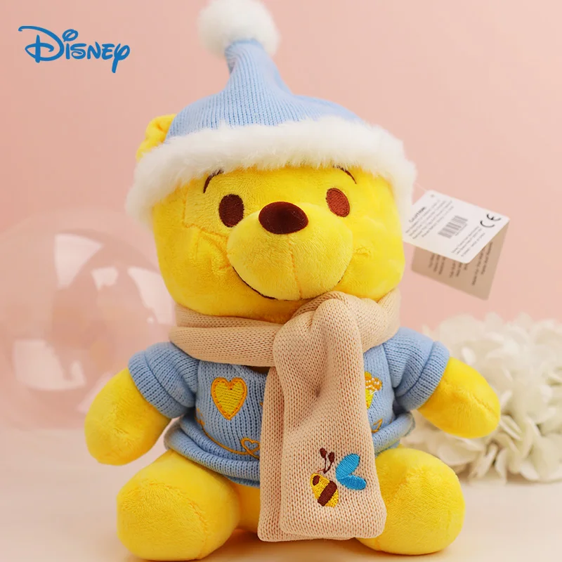 23cm Disney Knit Winnie The Pooh Plush Toys Kawaii Anime Stuffed Animal Doll Cartoon Cute Bear Birthday Gift For Girls Children