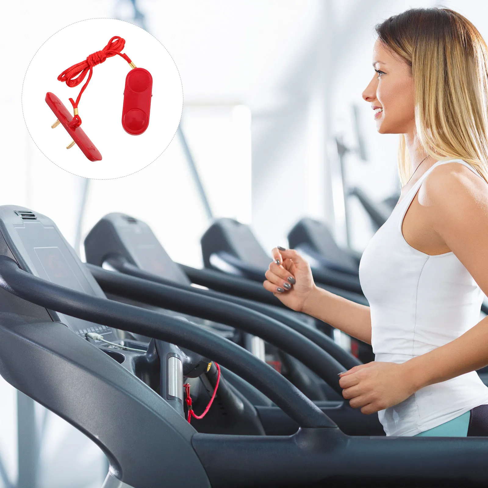 Universal Treadmill Stop Key 2-Prong Insert Type Safety Switch with Clamp for Running Machine Emergency Shutdown Fitness