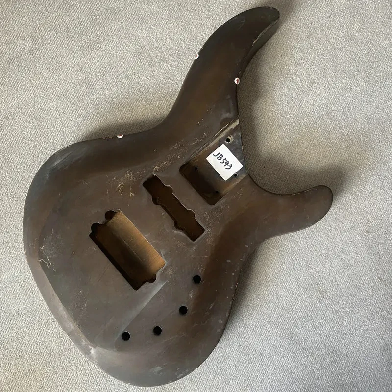 JB543 Soild Wood 4 Or 5 String Electric Guitar Bass Body Active Pickups Brown Color Paints Right Hand DIY Parts Paints Damages