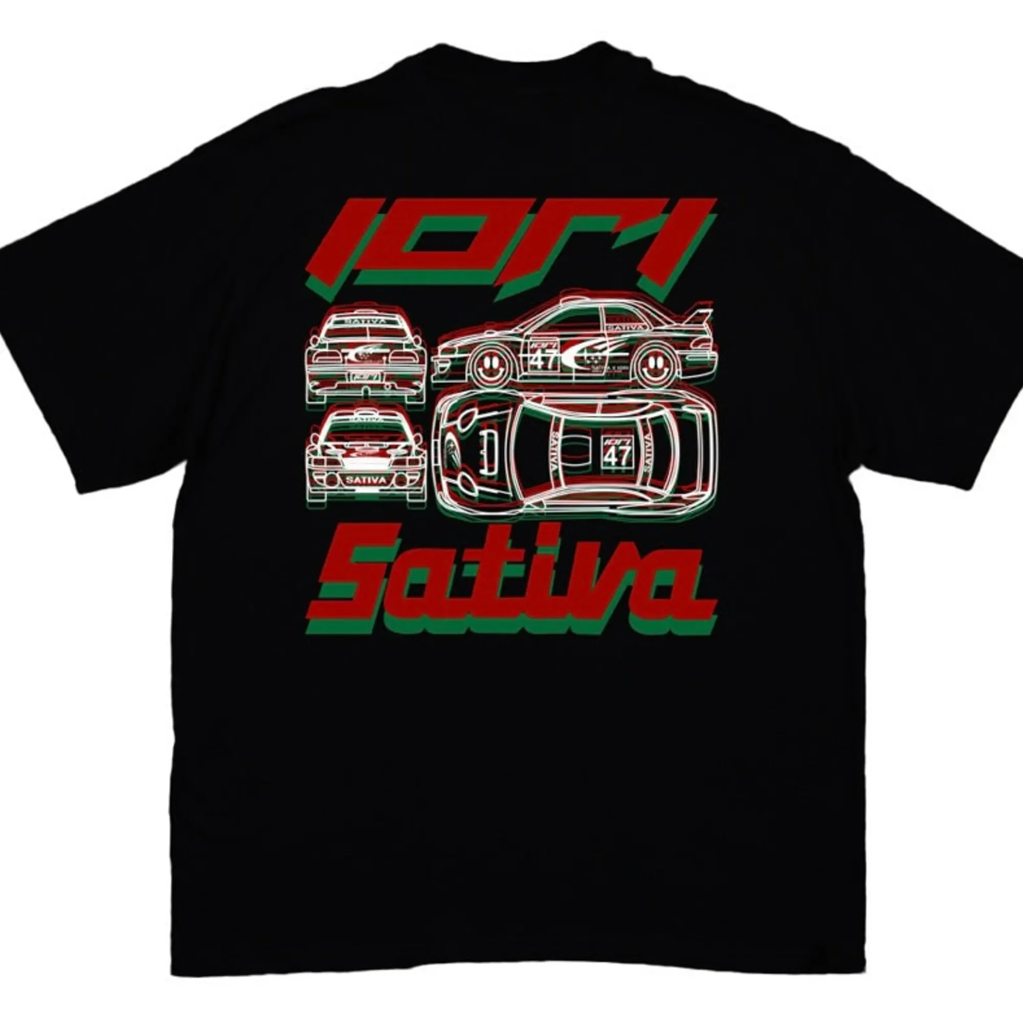 Sativa X Iori Red Green And Black London Street Racing Rally Car Hand Drawn Custom Casual Streetwear Idea Underground