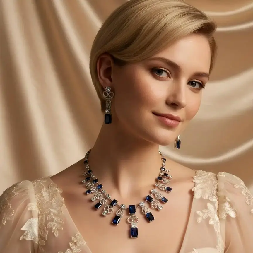 

2 шт. серьги-капли с кисточками и цирконием, комплект ожерелья, Дубай, Аравия, свадебный комплект украшений, аксессуары для свадебного выпускного вечера