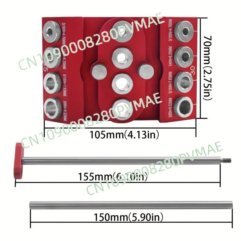 Multi-Angle Woodworking Drill Locator with Positioning Rod | 30°/45°/90° Adjustable Extended Positioning Drilling Guide Tool