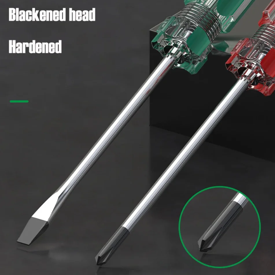 3*75mm Screwdriver Slotted Phillips Magnetic Tip Nut Driver Crystal Clear Handle Cross Flat Screw Key Precision Hand Tools 1 PCS