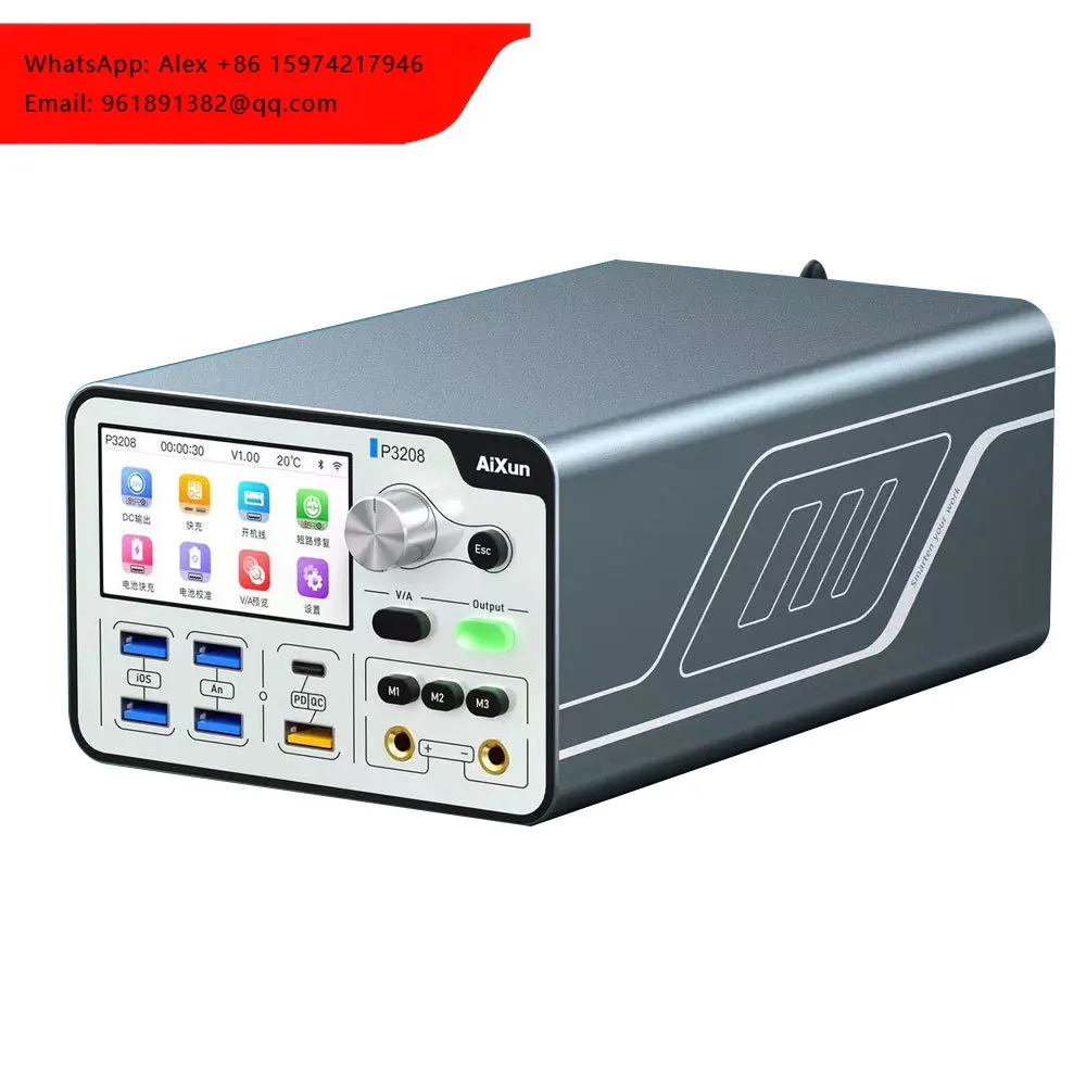 

Aixun P3208 32V/8A Smart Voltage Ammeter Regulator Current Power Short Circuit Tester For IPhone 6-15 Series Power On Cable