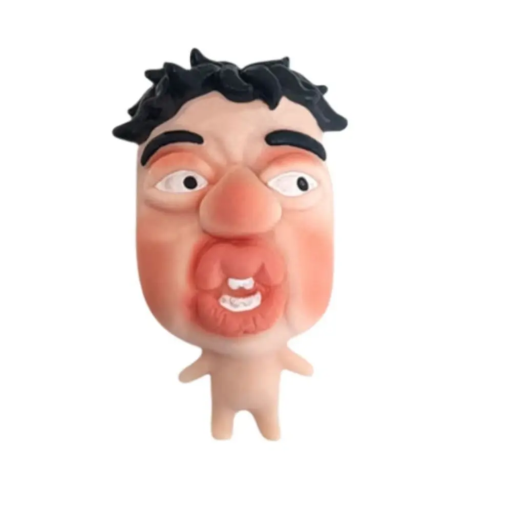 Jouet à presser le visage moche à rebond lent, jouet à presser avec personnage d'expression élastique, pétrissage 3D