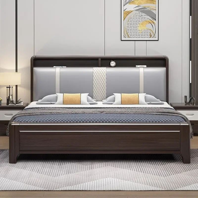 Nature Master Double Bed Villa Full Size Sleeping Design Wooden Bed Bedding Girl Leather Muebles Para Dormitorio Furniture