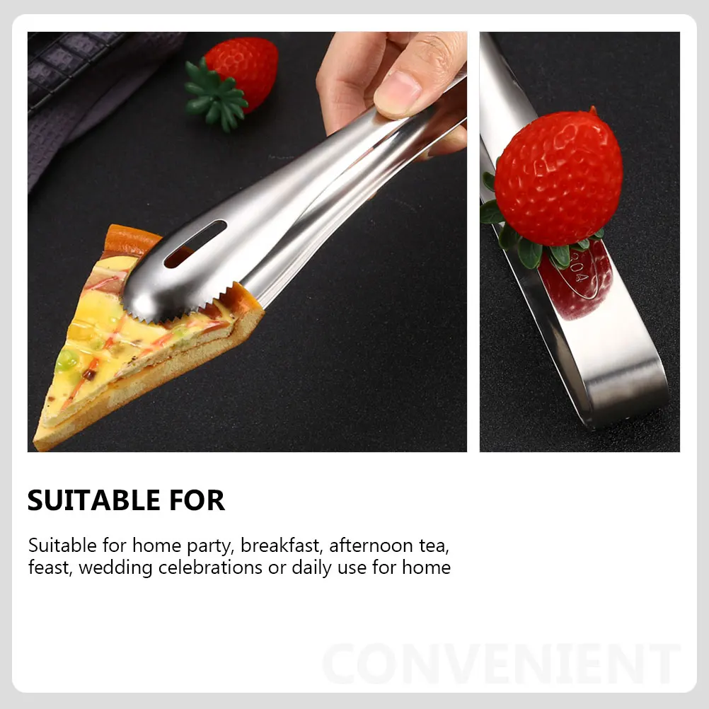 

2Pcs Stainless Steel Food Clips Heat Resistant Rust Proof Food Tongs Cooking Tweezers for Bbq Steak Buffet Restaurant