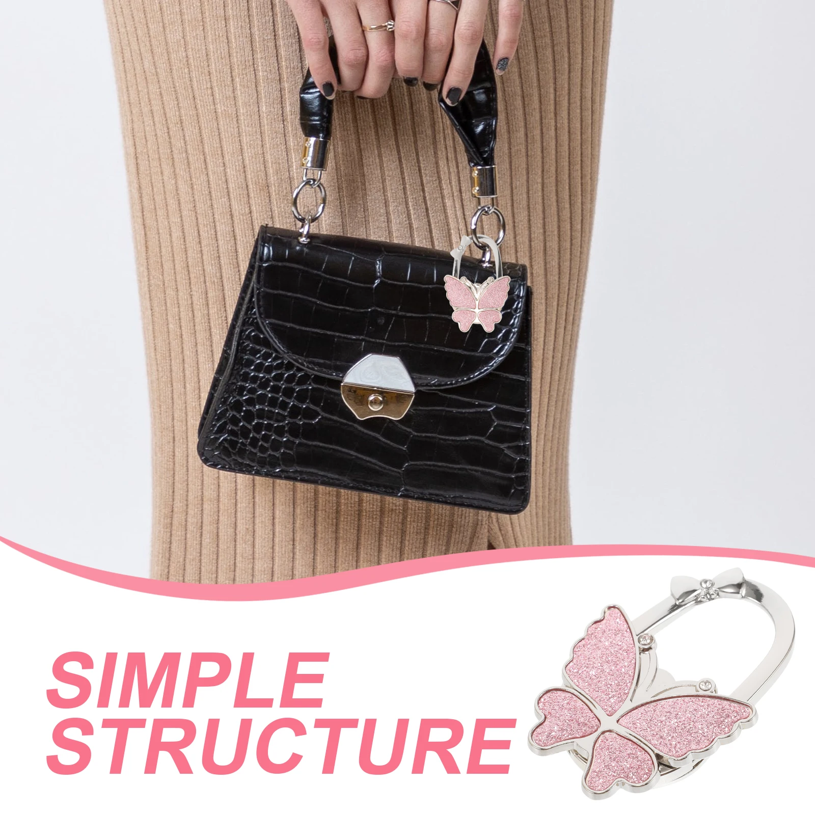 

Purse Hook for Desk Table Hangers Portable Bag Hooks Office Accessories Women Matte White Foldable Decorative Handbag Holder