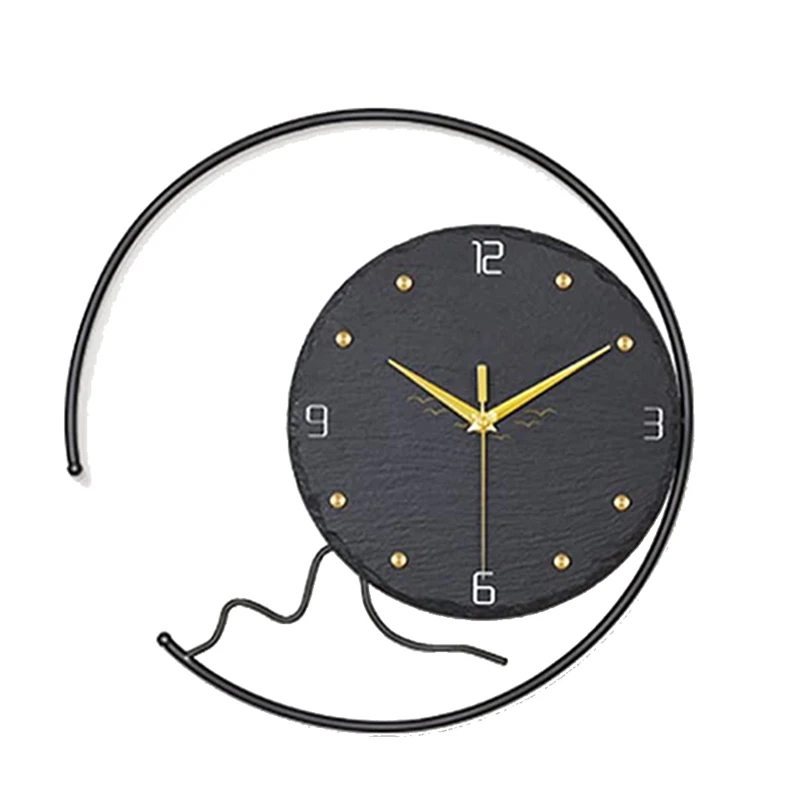 Large Wall Clock For Living Room Decor Silent Black Modern Wall Clock Battery Operated Non-Ticking Simple 15 Inch