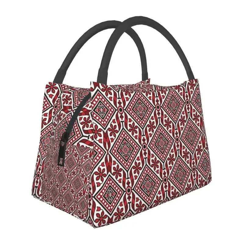 

Traditional Ajrak Design Thermal Insulated Lunch Bag Women Pakistan Cultural Lunch Tote for Work Travel Storage Meal Food Box