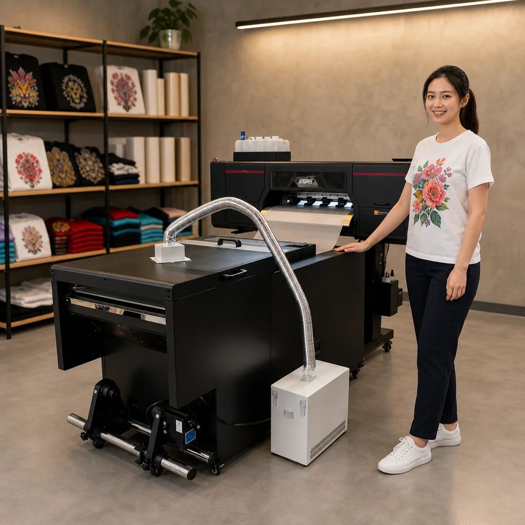 A1 DTF Printer Eps XP600 I1600A1 Printhead Roll to Roll 60Cm T-Shirt Transfer Dtf Printers with Powder Shaker