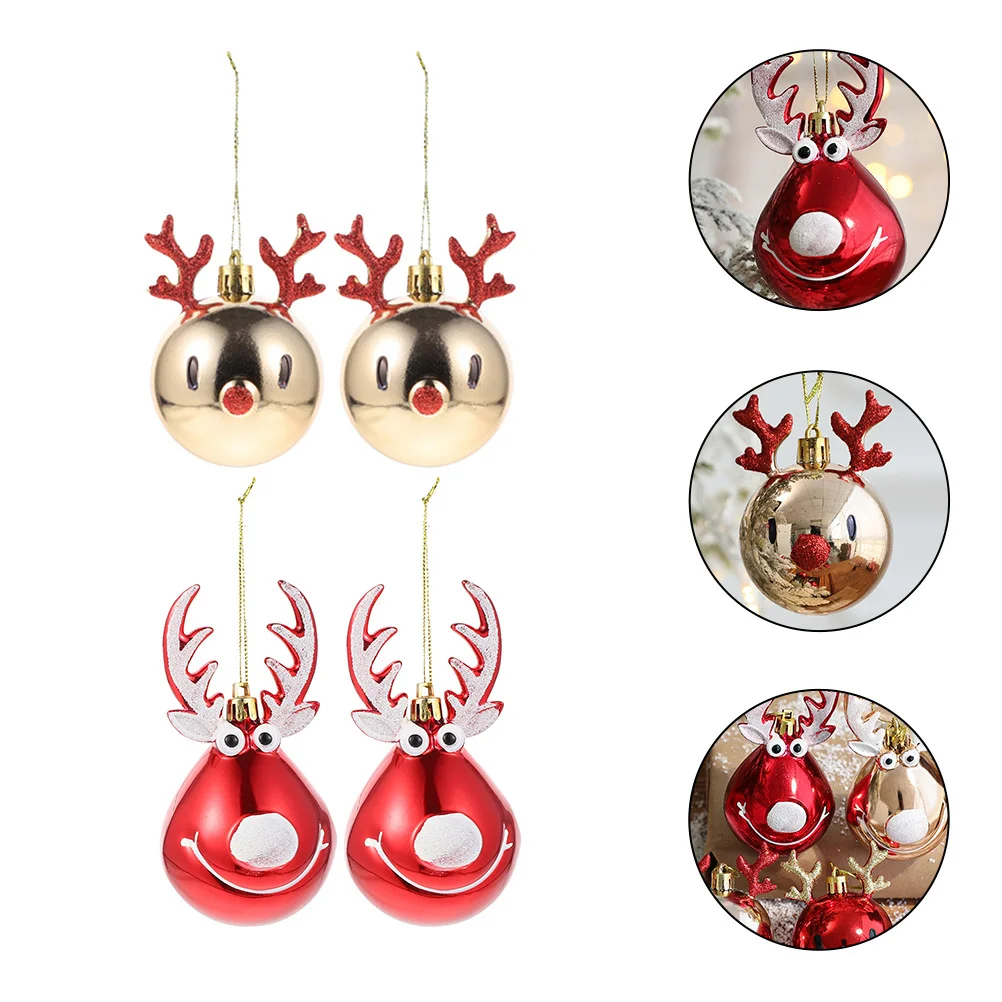 

4Pcs Christmas Tree Ornaments Hanging Decors Xmas Party Decoration Set Traditional Holiday Theme Plastic Balls Home Tree Decor