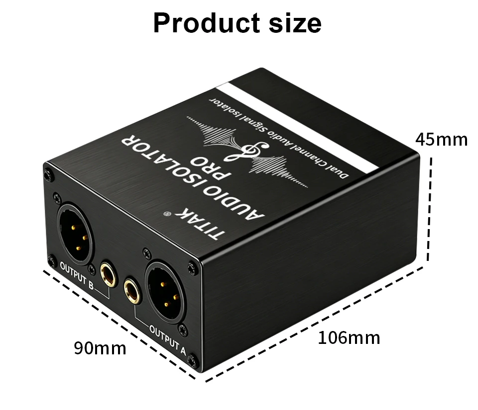 2-Kanal-Symmetrischer Audio-Signalisolator zur Unterdrückung von Brummen und Rauschen, XLR 6.35 Audio-Rauschunterdrücker für Konferenzen, Studios und Live-Shows – Detail 9