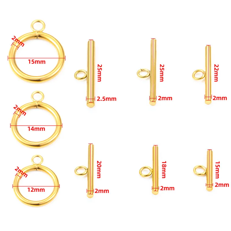 

15 pairMatte Waterproof Permanent 18k Gold Plated Stainless Steel Elbow Buckle 12mm 14mm 15mm Size Crafted Stainless Steel Chain