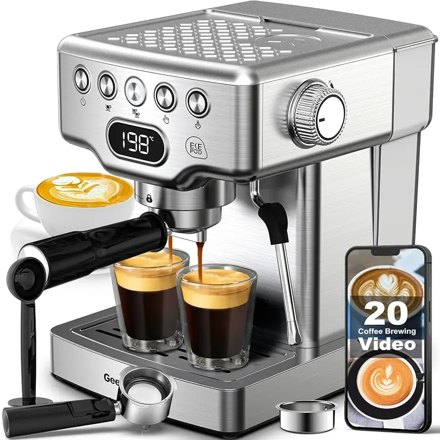 Espresso Machine 20 Bar, Espresso Coffee Maker with Fast Heating Automatic,  Maker 1.8L Water Tank, Temperature Display,USA