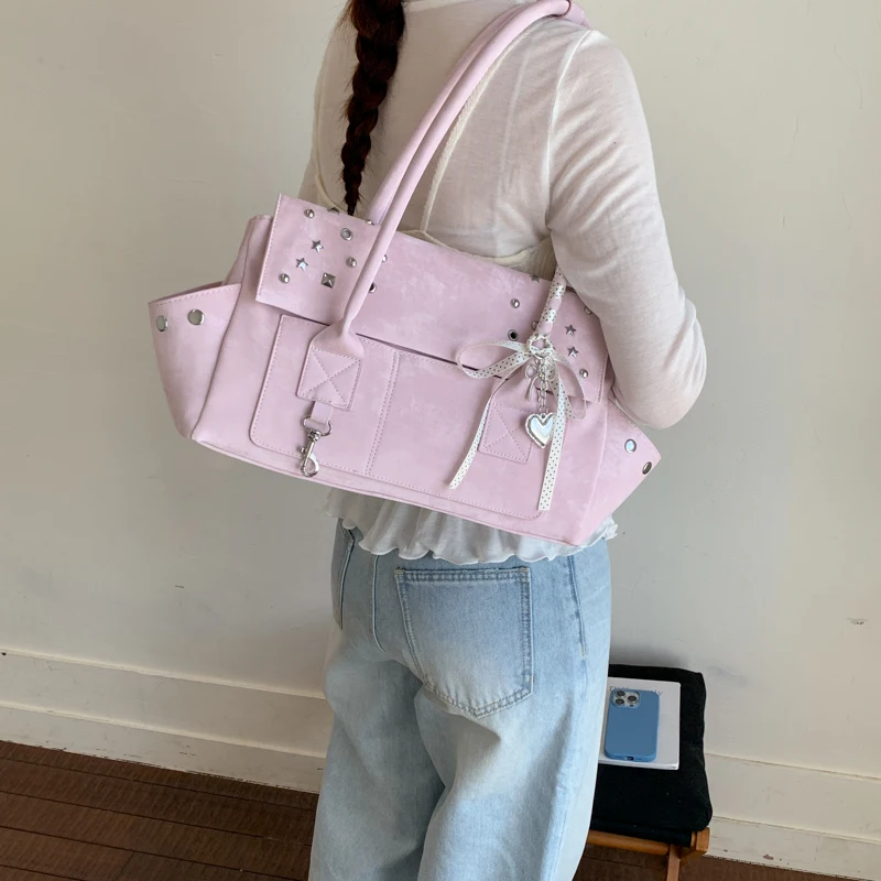 Damen PU-Leder Nieten-Stern-Handtasche: Süße, coole Nischen-Ästhetik für den Alltag – Umhängetasche und Shopper 2026 – Neue Handtaschen und Geldbörsen – Detail 3