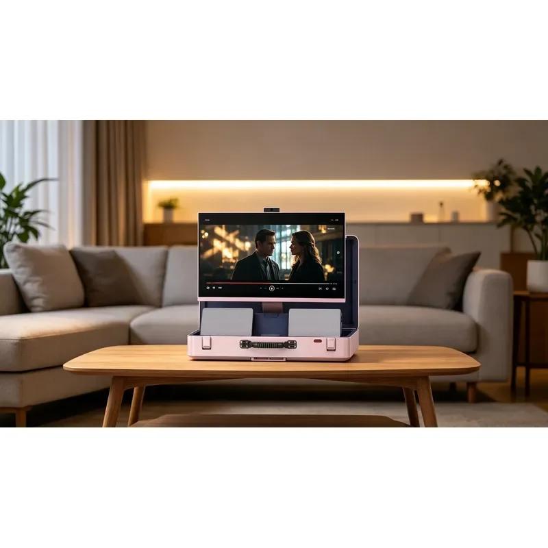 27-Inch Portable Entertainment Hub Touch Screen Microphone Karaoke Machine 45W Speakers Travel Entertainment Case with Wheels