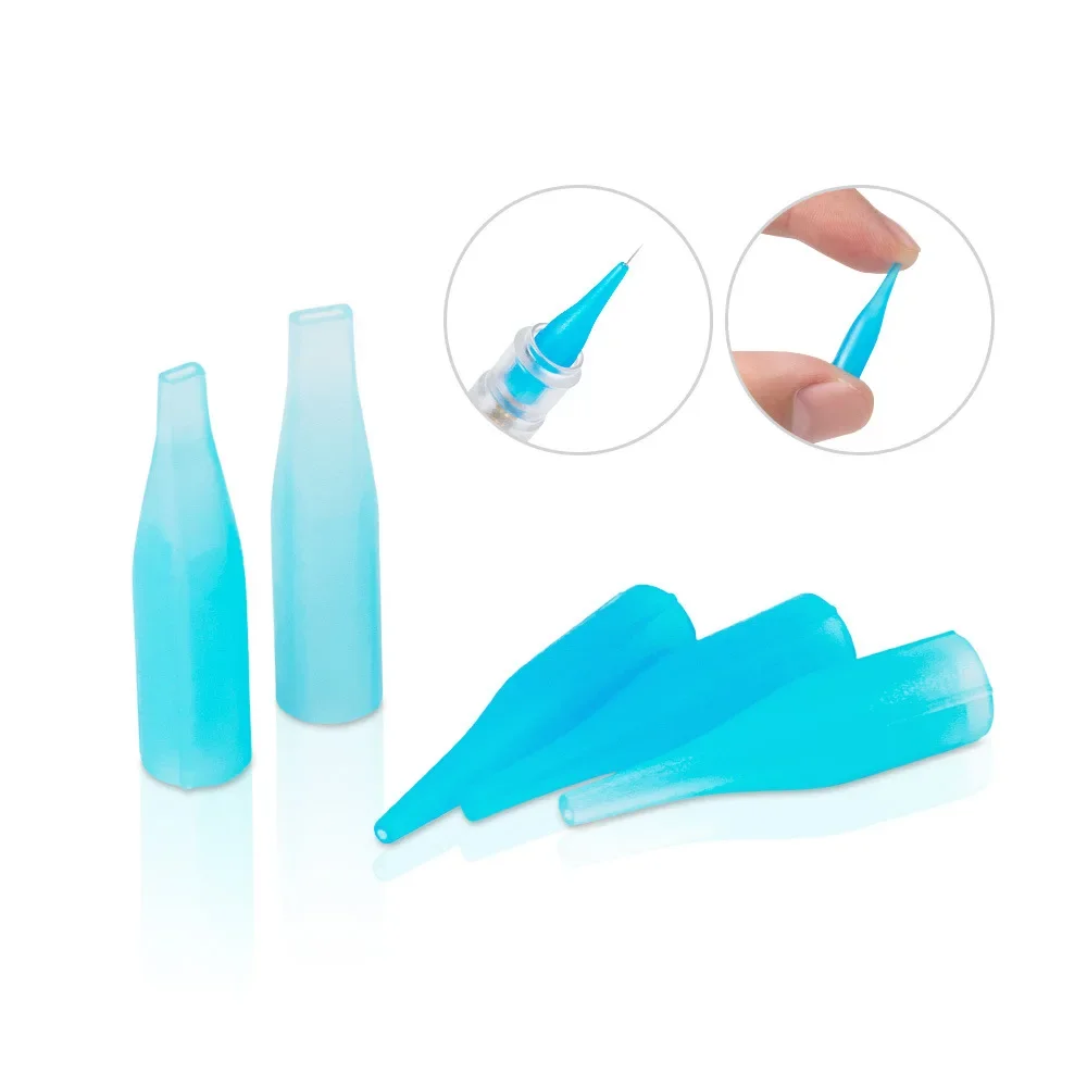 100pcs Blue Sterilized Disposable Tattoo Machine Gun Nozzle Tips Plastics Needle Tube For Tattoo Machine Gun Needle Ink Cup Kits