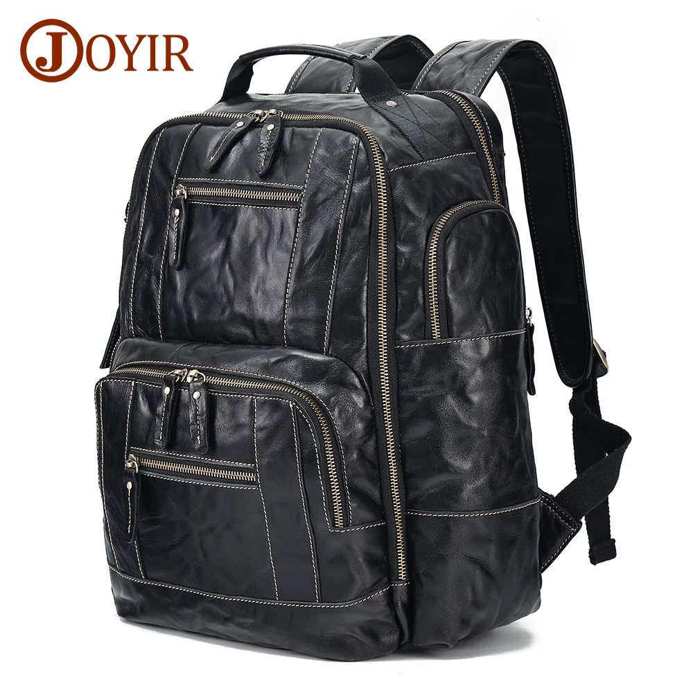 JOYIR Men's Vintage Genuine Leather Backpack 15.6