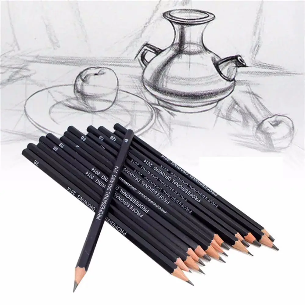 

Wood Black Students For Exam 4B 5B 6B 10B 12B 1B Professional Sketch Drawing Pencil Set Painting Pencils HB 2B 6H 4H 2H 3B