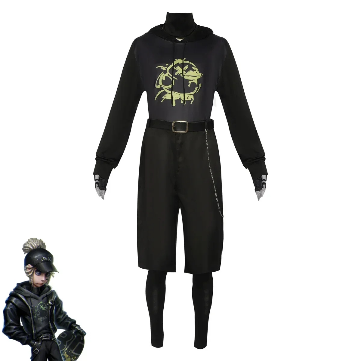 Costume de jeu Naib Subedar Mercsuppcosplay pour homme, manteau en PU à capuche noir, perruque de vêtements de sport, fête d'Halloween, B.Duck