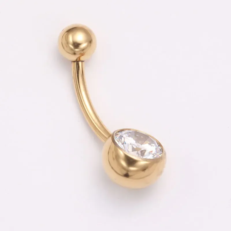 ASTM F136 Titanium Banana Curved Navel Piercing 14G 1.6mm Inner Thread Sexy Belly CZ Implant Grade Beach Bikini Body Jewelry