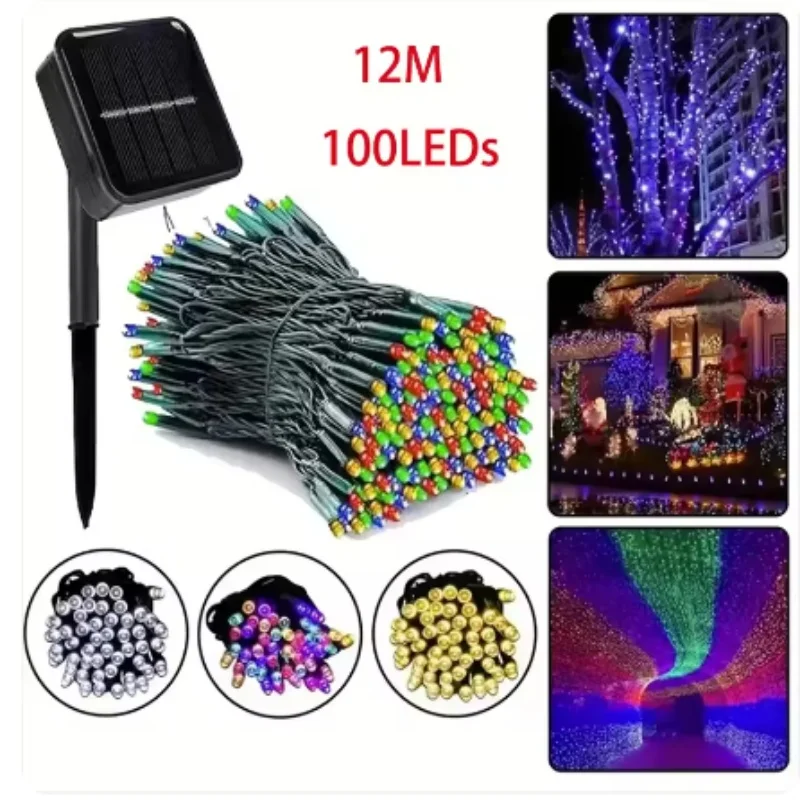 

10M Solar String Lights Outdoor, 100 LEDs Extra-Bright Solar Christmas Lights Waterproof Wire 8 Lighting Modes Solar Xmas Lights