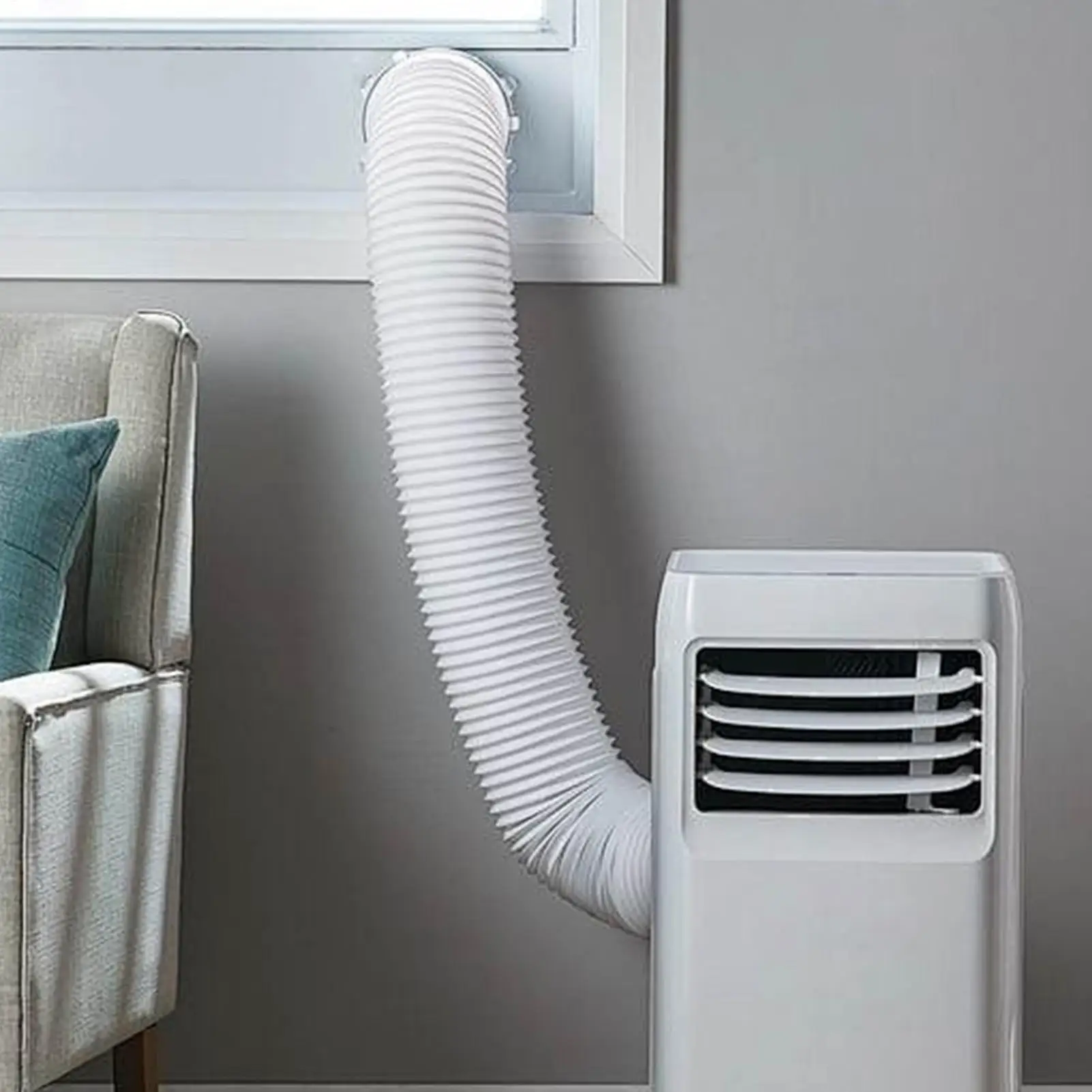 Air Conditioner ท่อเชื่อมต่อ Fit แบบพกพาแบนเครื่องปรับอากาศท่อไอเสียอะแดปเตอร์ 5.1in 5.9in เส้นผ่านศูนย์กลาง Vent Tube Coupler