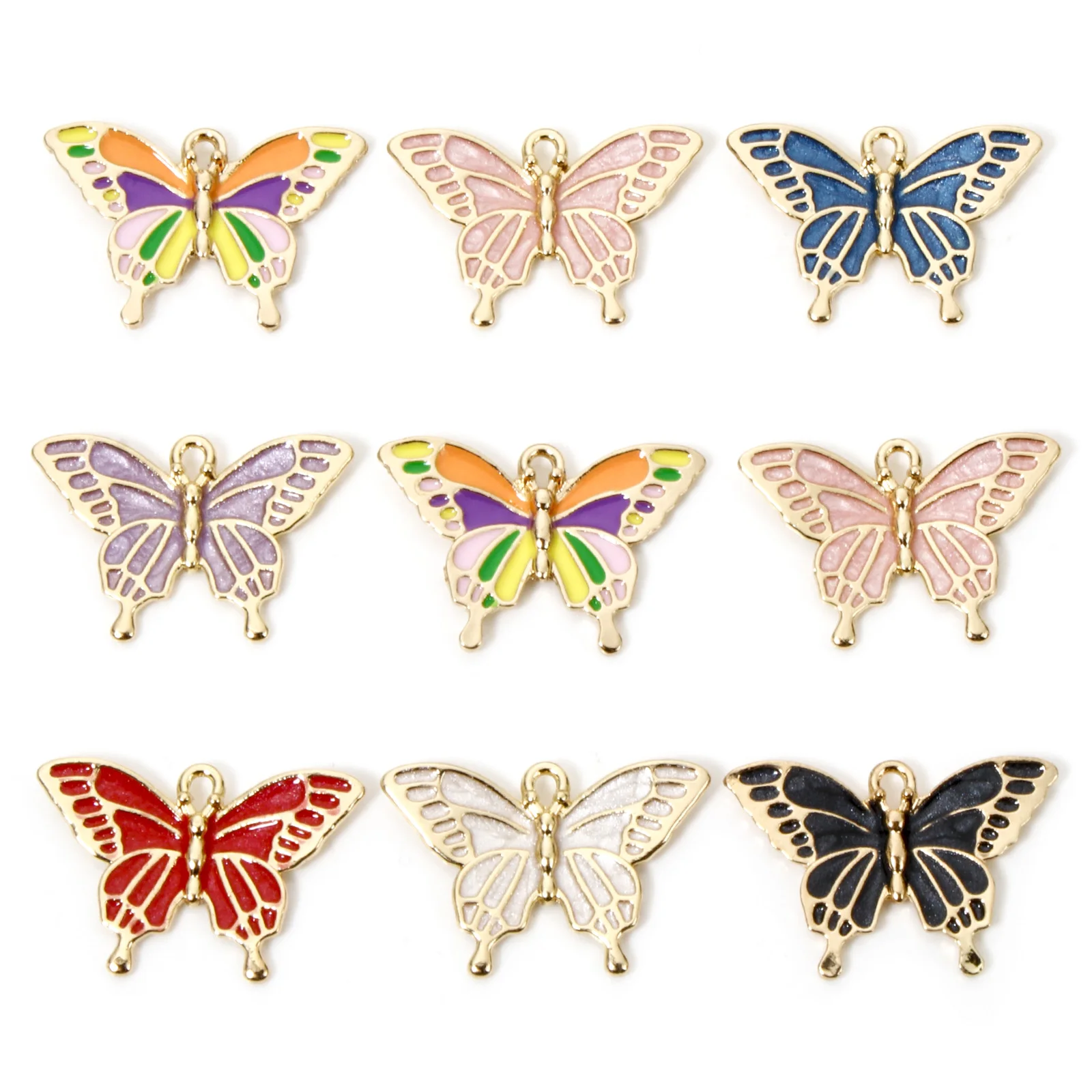 

10pcs New Fashion Animal Charms Multicolor Butterfly Enamel Pendants DIY Women Necklace Bracelet Jewelry Findings 29mm x 19mm