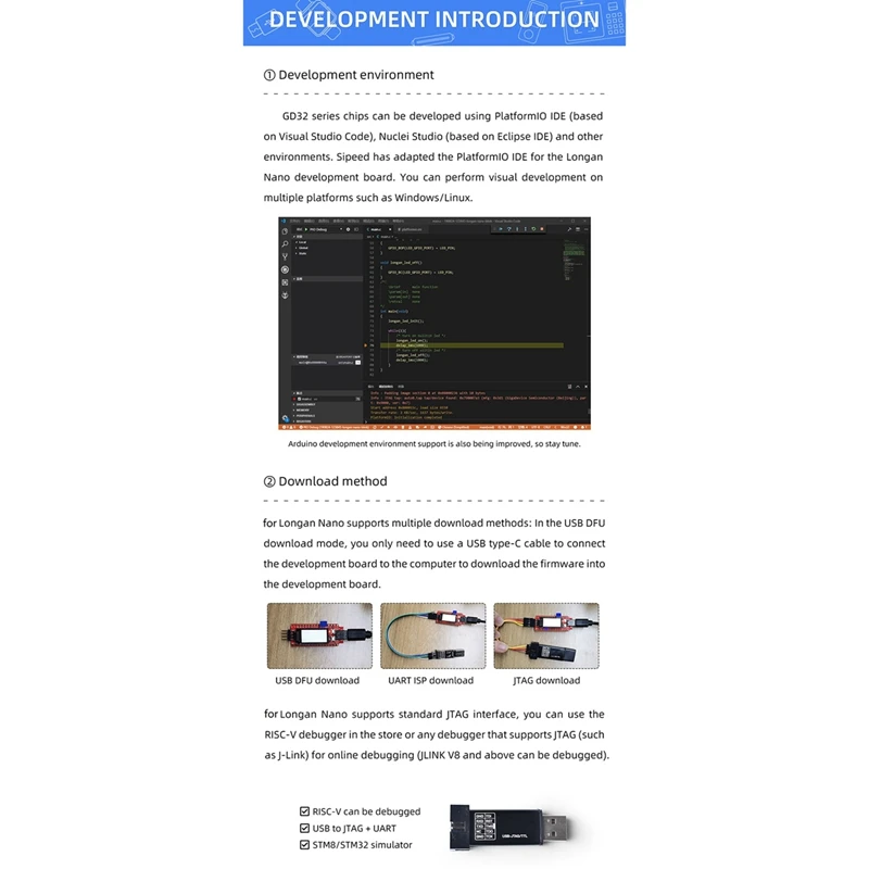 Placa de desenvolvimento + tela de exibição de 0,96 polegadas + kit de caixa para Longan Nano RISC-V GD32VF103CBT6 128KB Flash 32KB SRAM
