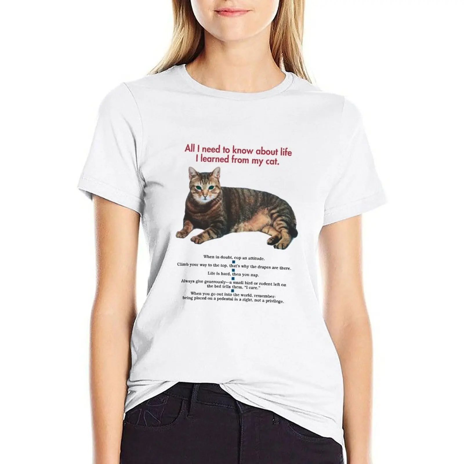 

All I need to know about life I learned from my cat T-shirt hippie clothes Blouse female Woman clothing